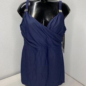 Miraclesuit Women’s Tankini Surplice Underwire Top “Midnight Blue” Size 38DD
